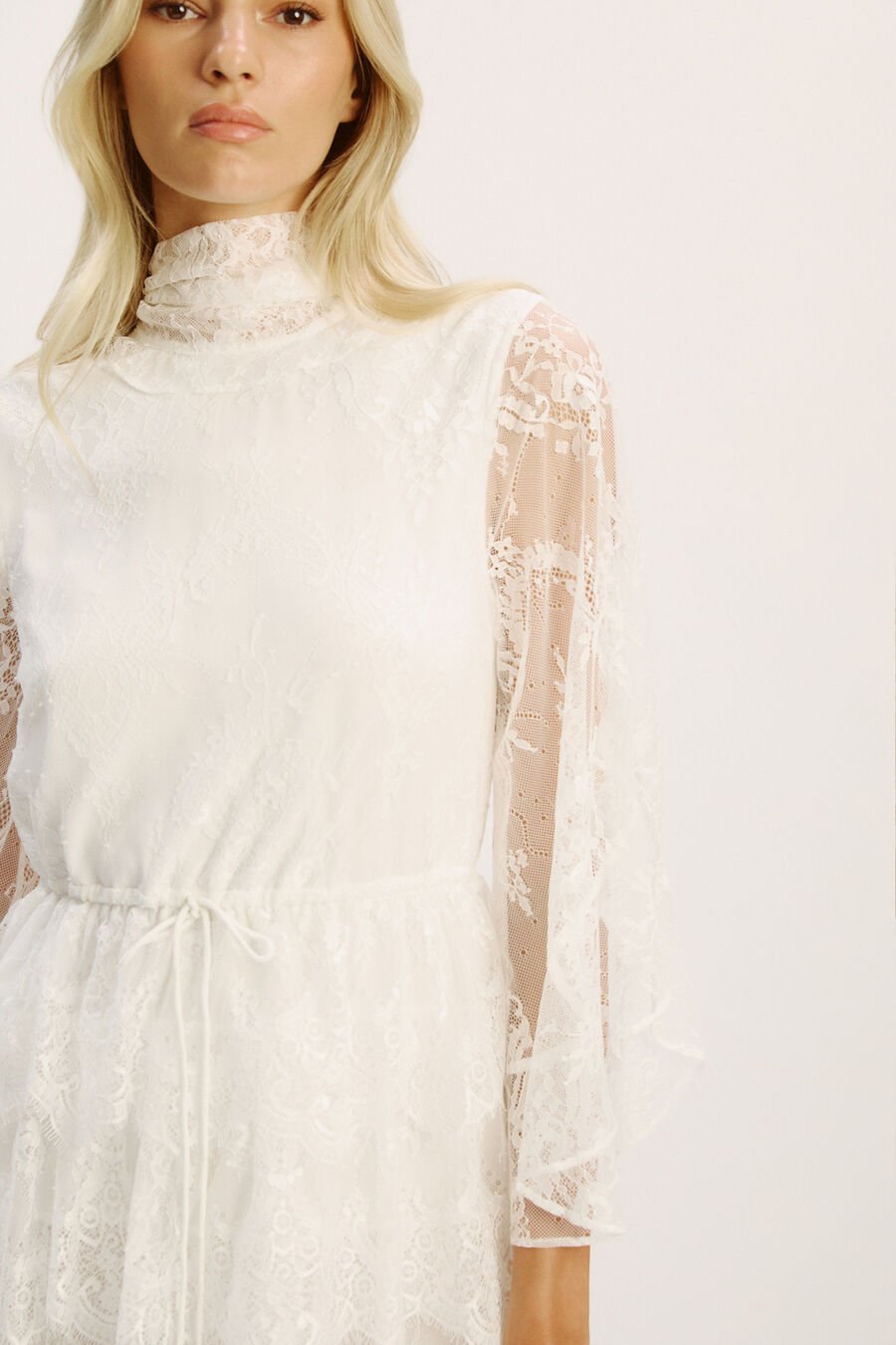 Norah Ruffle Lace Mini Dress