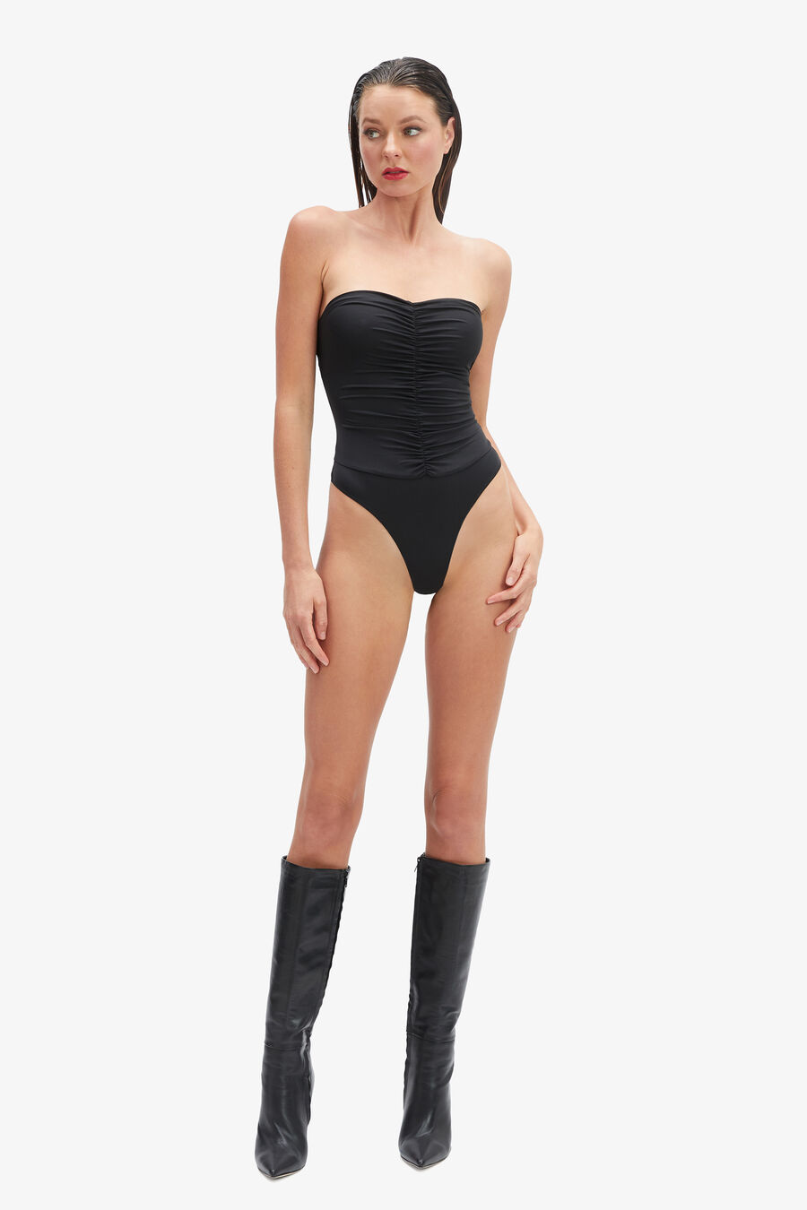 NYRA JERSEY BODYSUIT in colour BLACK