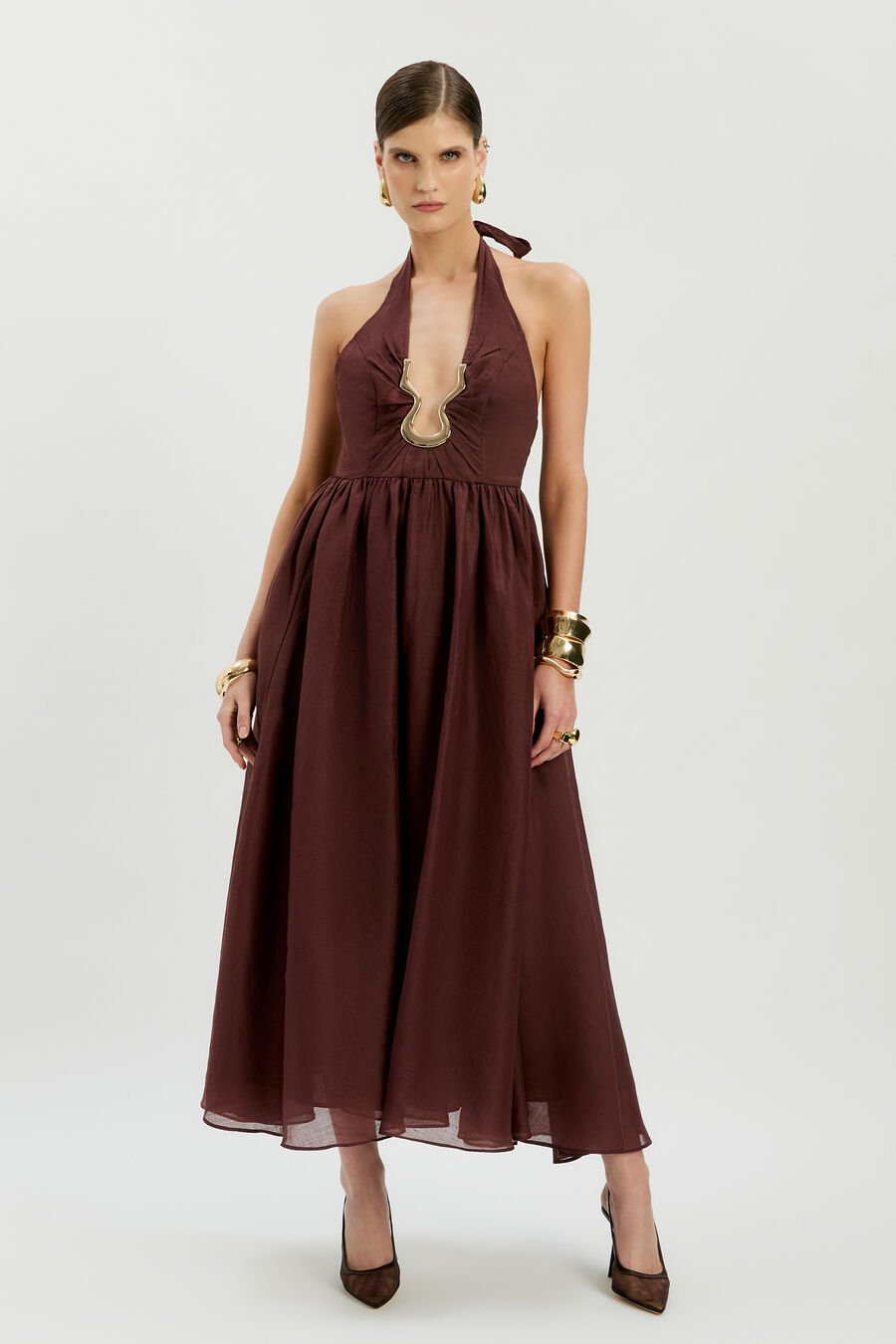 Cavarly Ramie Halter Dress