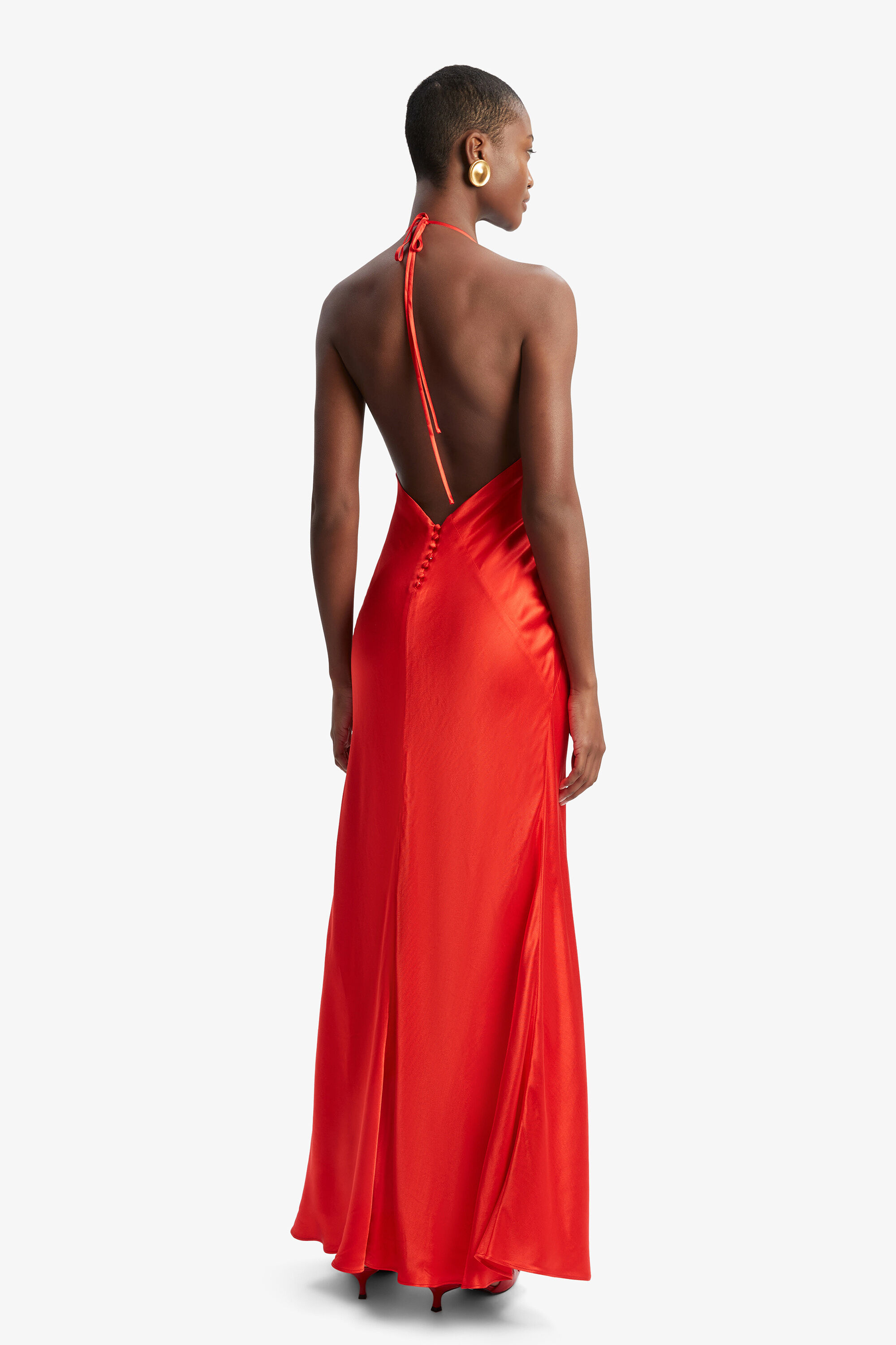 white christmas dresses Auria Red Satin Devore Plunge-Neck Midi Dress With Fringe Details – Club L  London main image 1