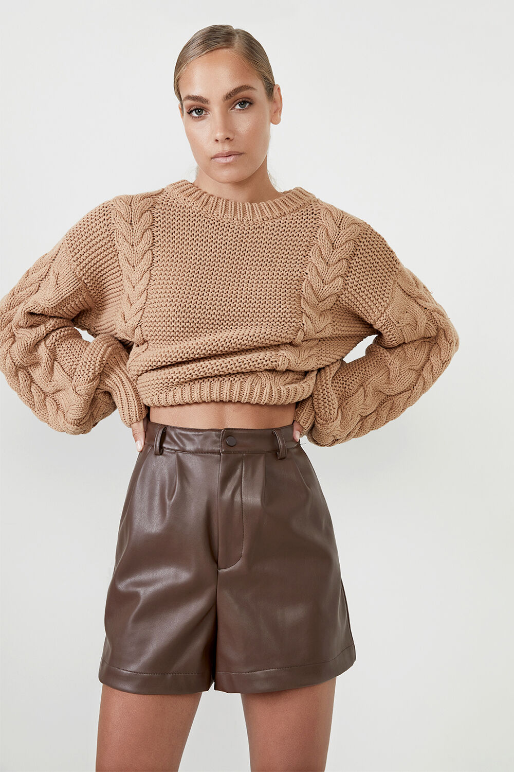 Leather sales shorts bardot