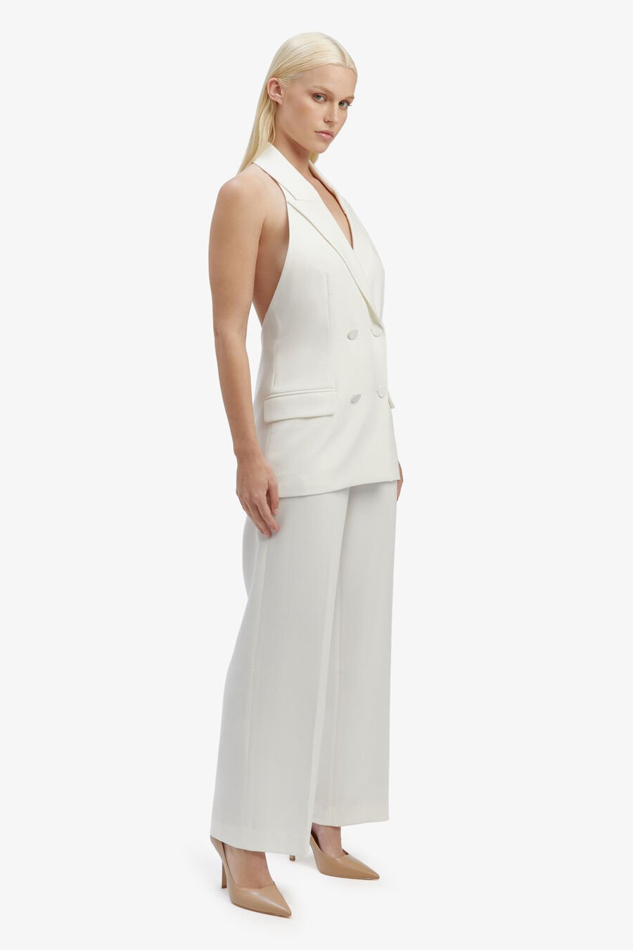 FREYA LONGLINE VEST in colour Orchid White