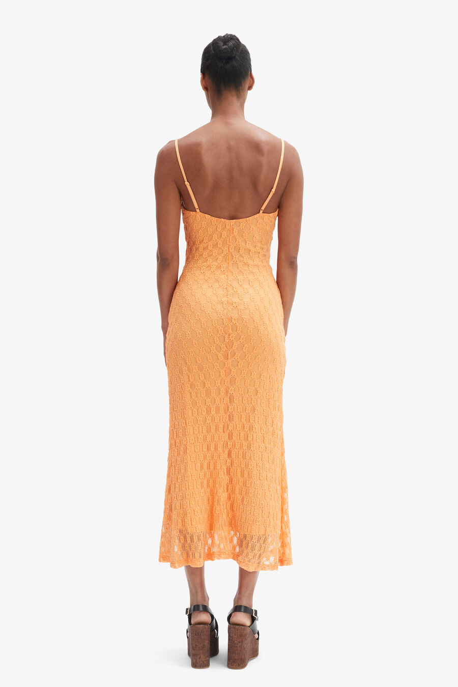ADONI MESH MIDI DRESS in colour ORNGE SRBT