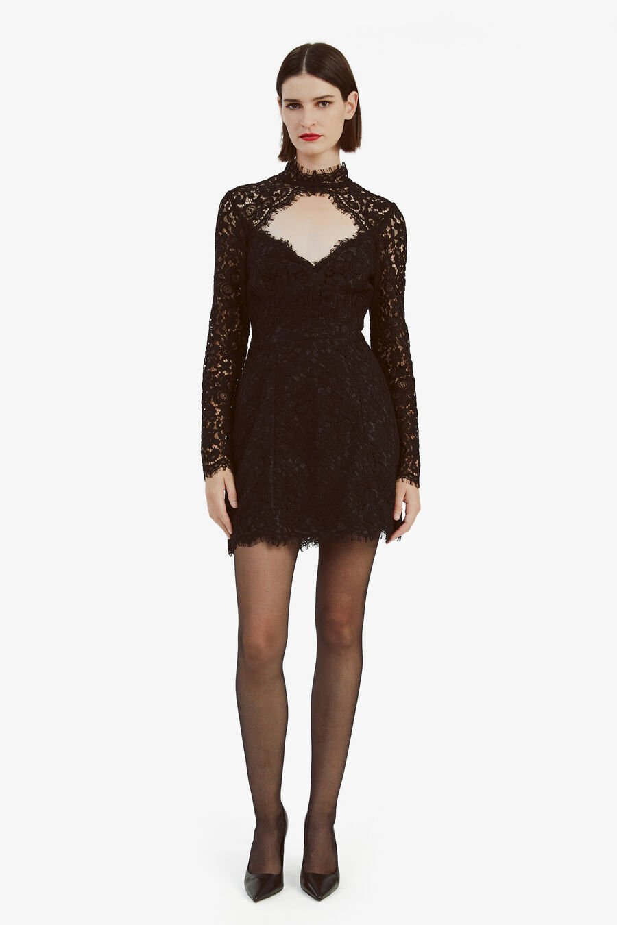 LULANI LONG SLEEVE MINI DRESS in colour BLACK