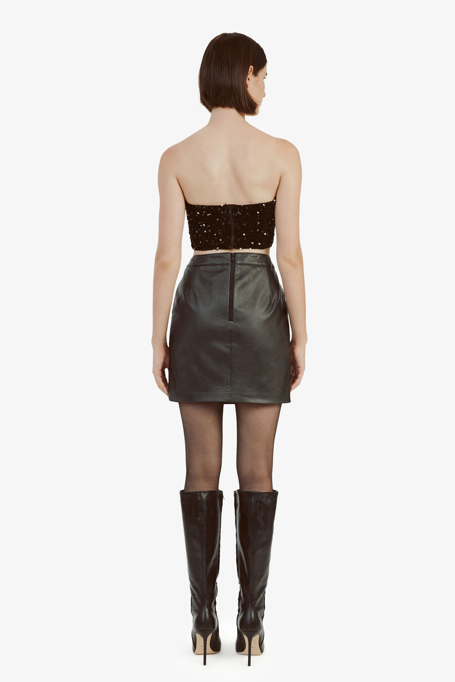 ELENI VELVET SEQUIN BUSTIER in colour BLACK SQN