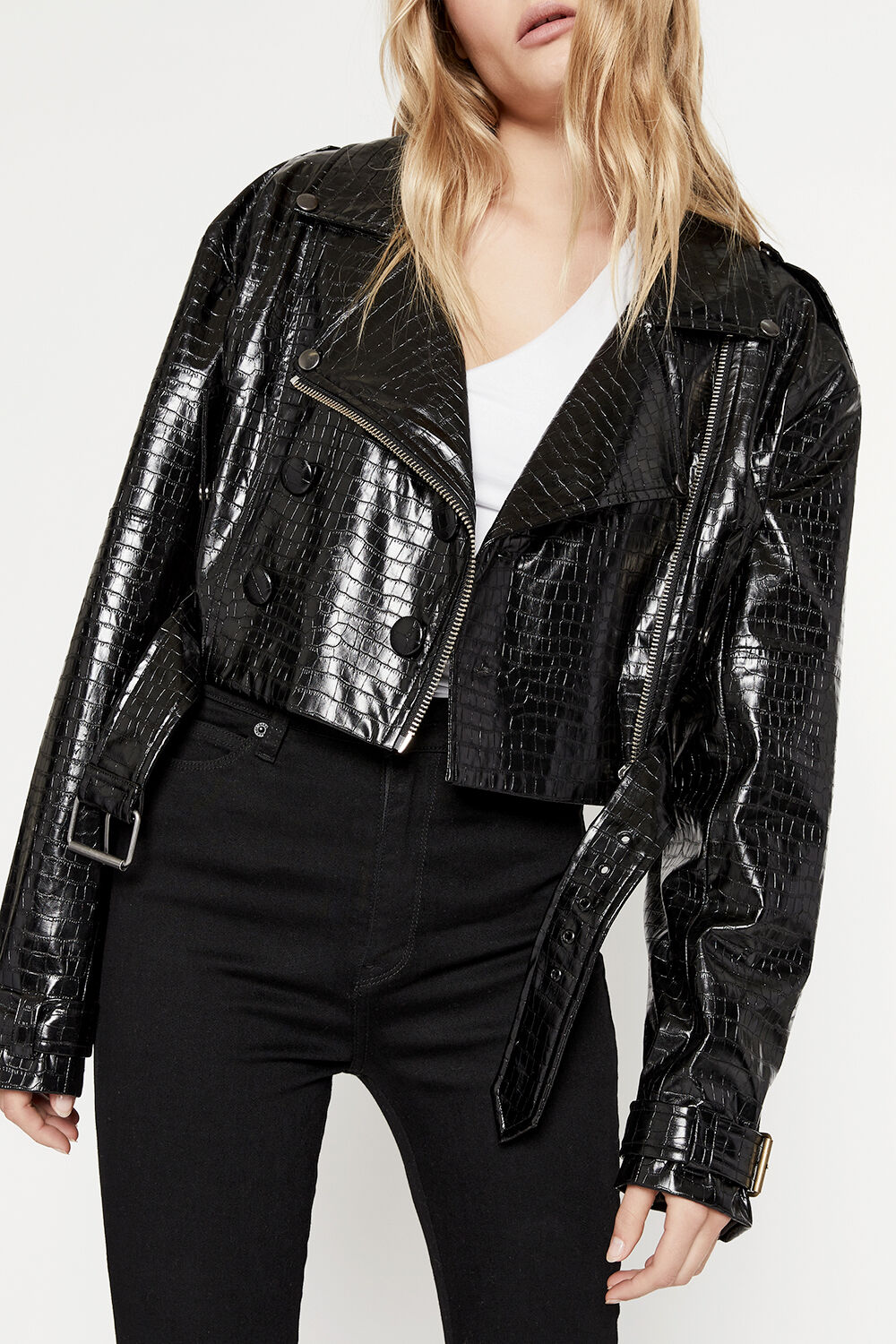 Leather jacket bardot online