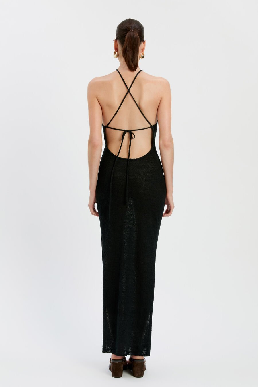 LARISSA HALTER KNIT DRESS in colour Black