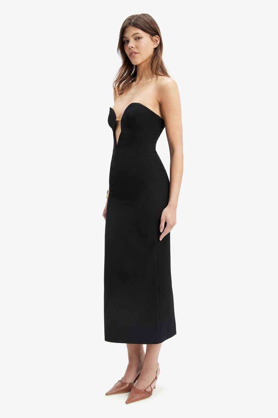 ELENI CHAIN MIDI DRESS in colour BLACK