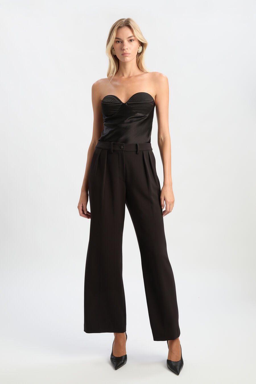 SLOANE SATIN DETAIL PANT in colour BLACK