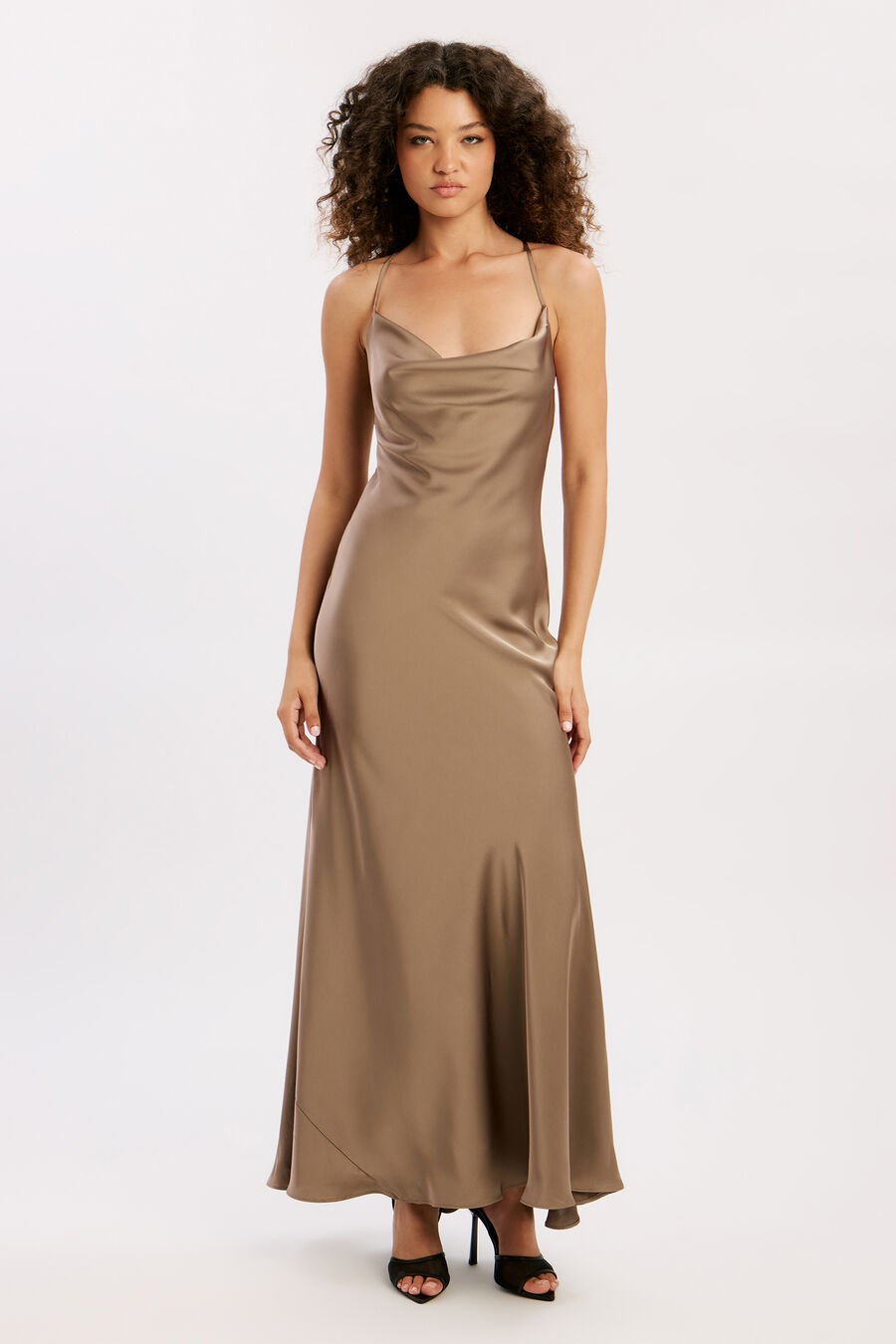 MONROE COWL NECK MAXI DRESS in colour TOFFEE