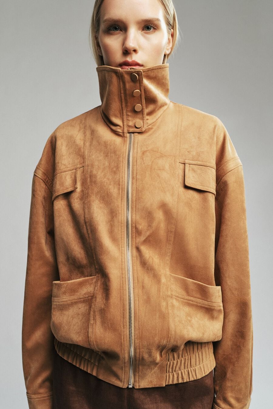 REGINA FAUX SUEDE JACKET in colour Russet