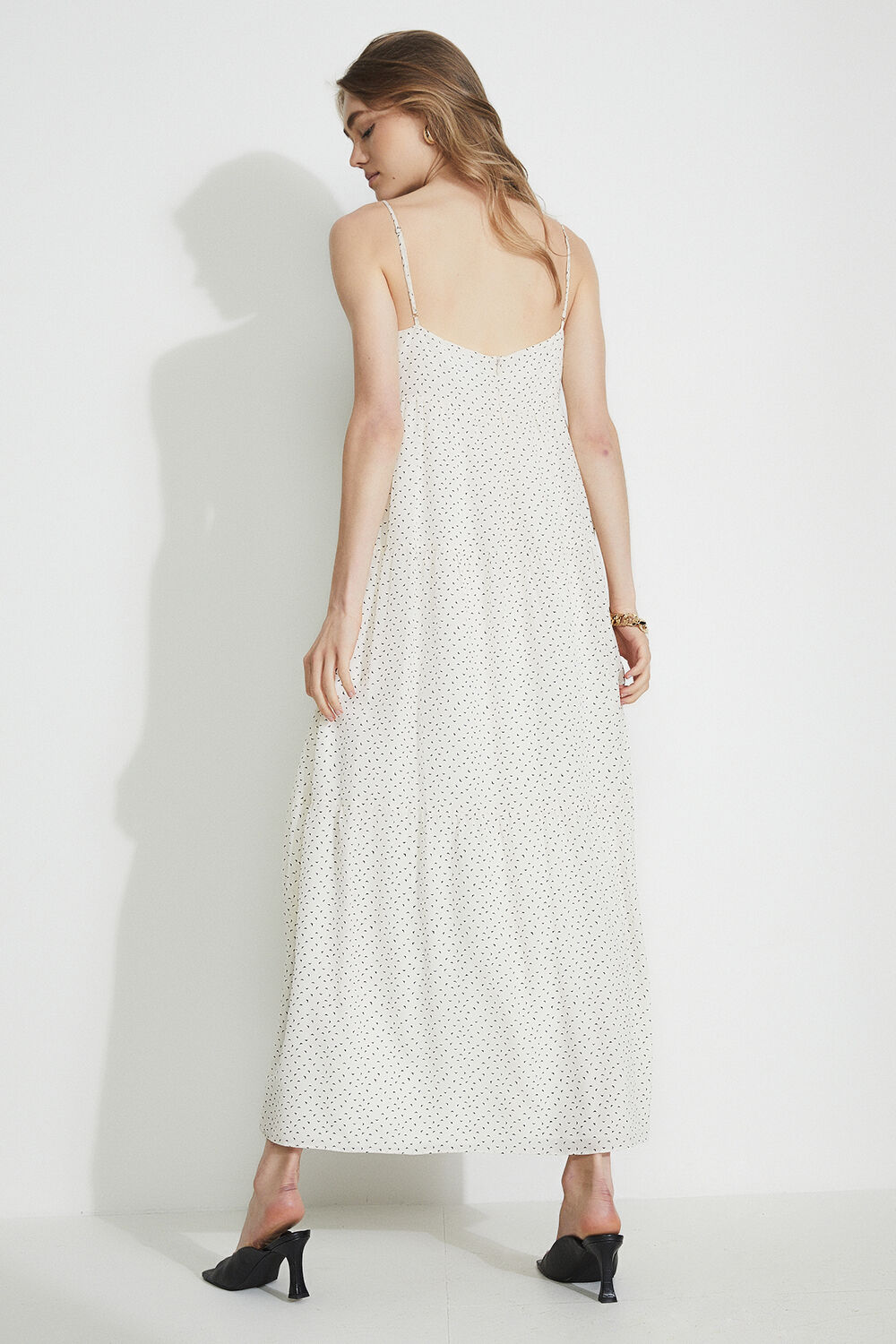 Tiered Midi Dress in Black/wht | Bardot