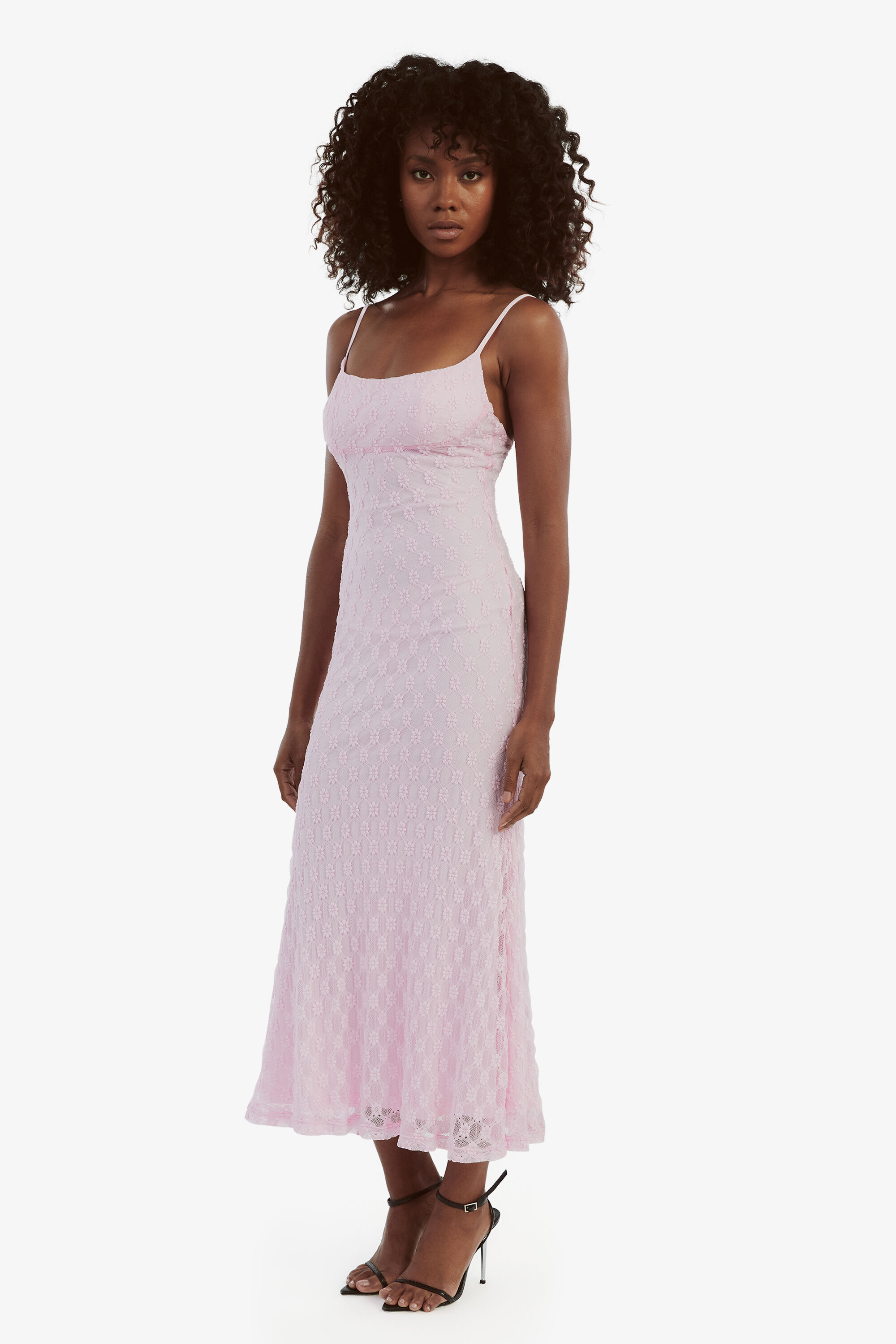 Adoni Mesh Midi Dress In Soft Pink | Bardot