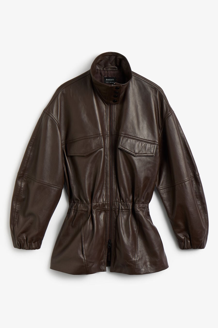 ANJA LEATHER JACKET in colour Dark Chocolate