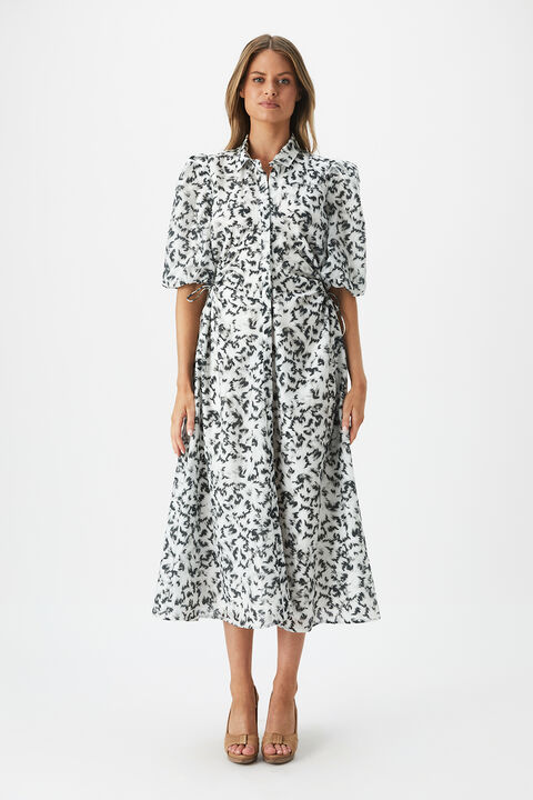 ABSTRACT MIDI SHIRT DRESS in colour ANTHRACITE