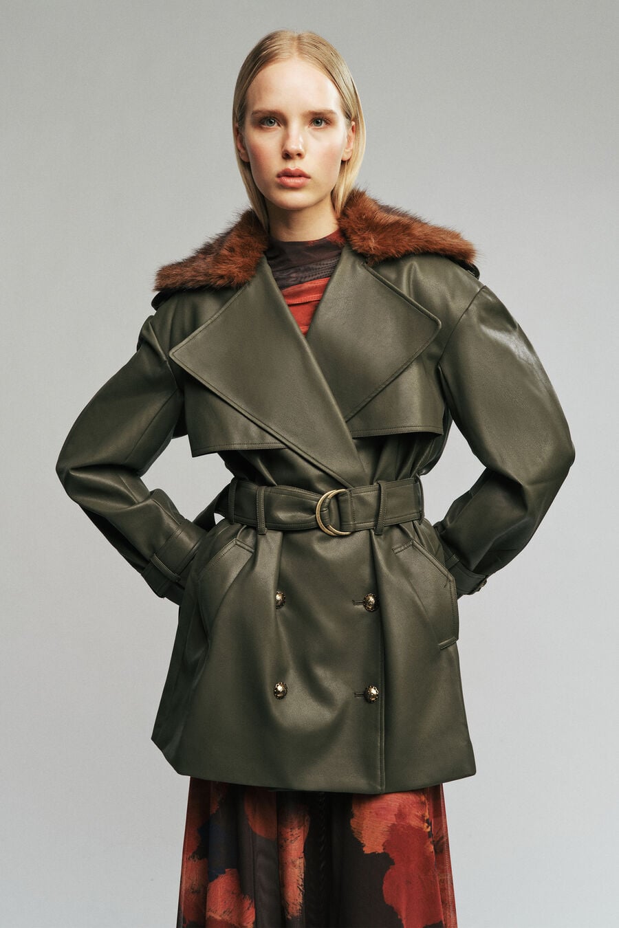 Vegan Leather & Faux Fur Coat