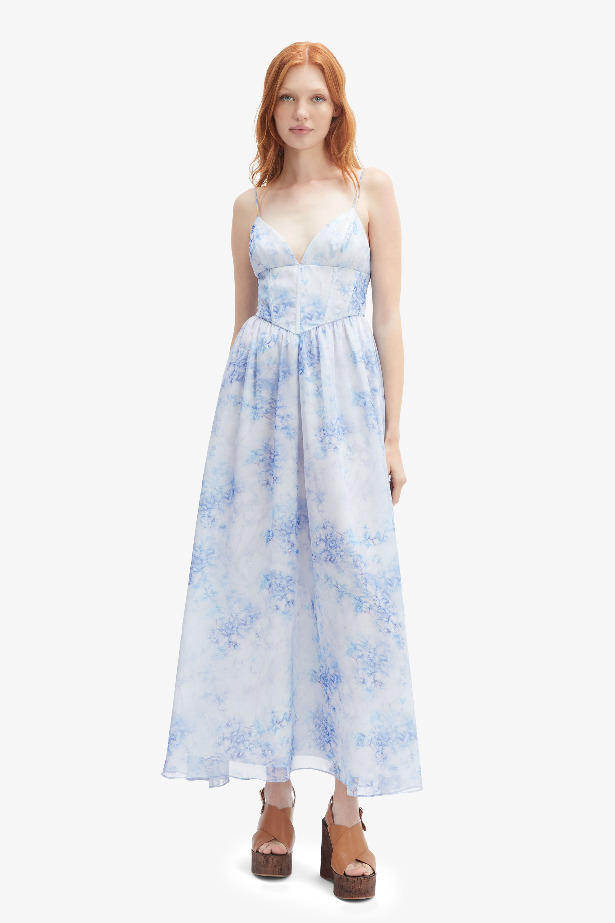 Elias Printed Maxi Dress In Baby Blue Floral | Bardot Elias Printed Maxi Dress In Baby Blue Floral | Bardot