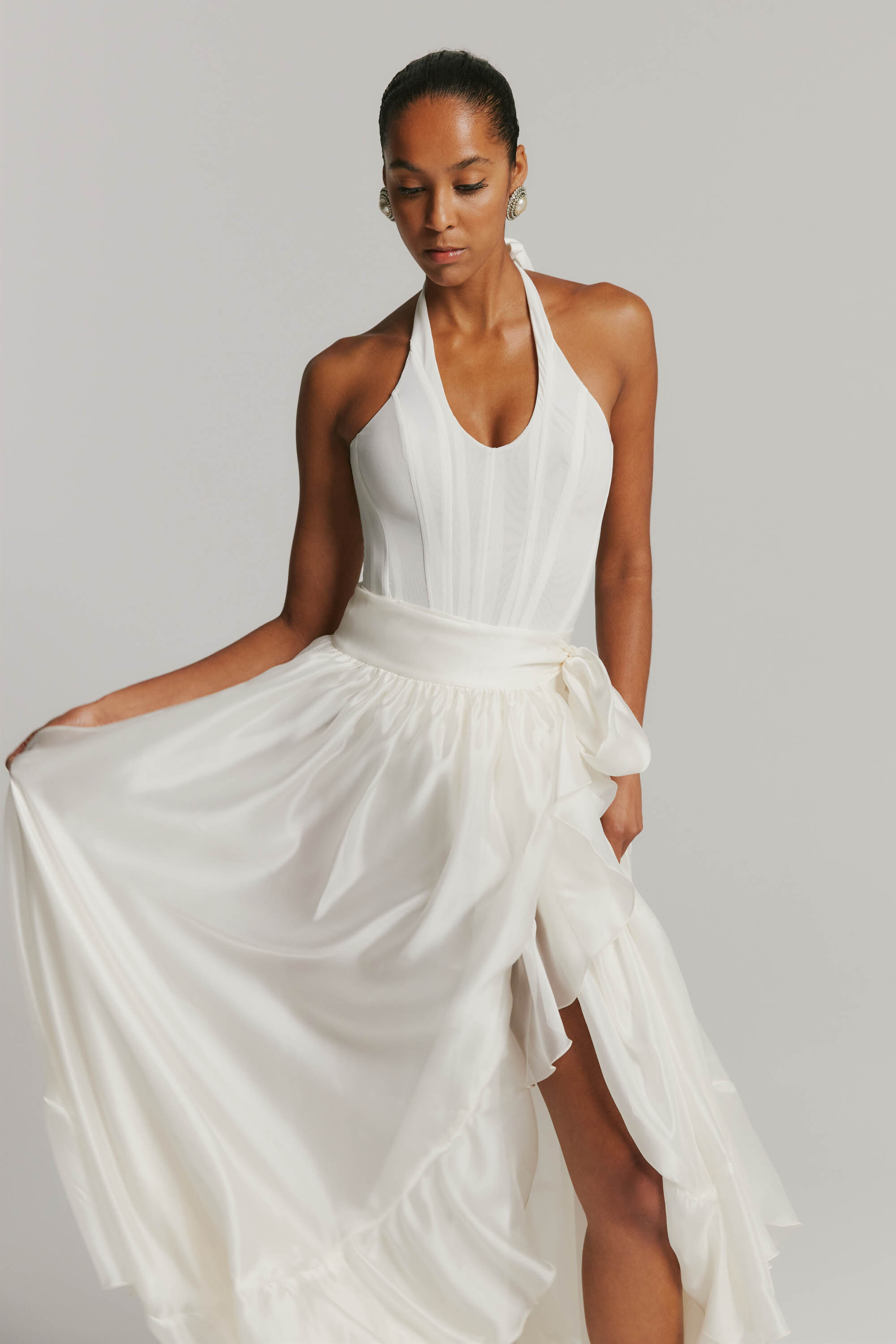 Mirella Wrap Maxi Skirt In Ivory | Bardot