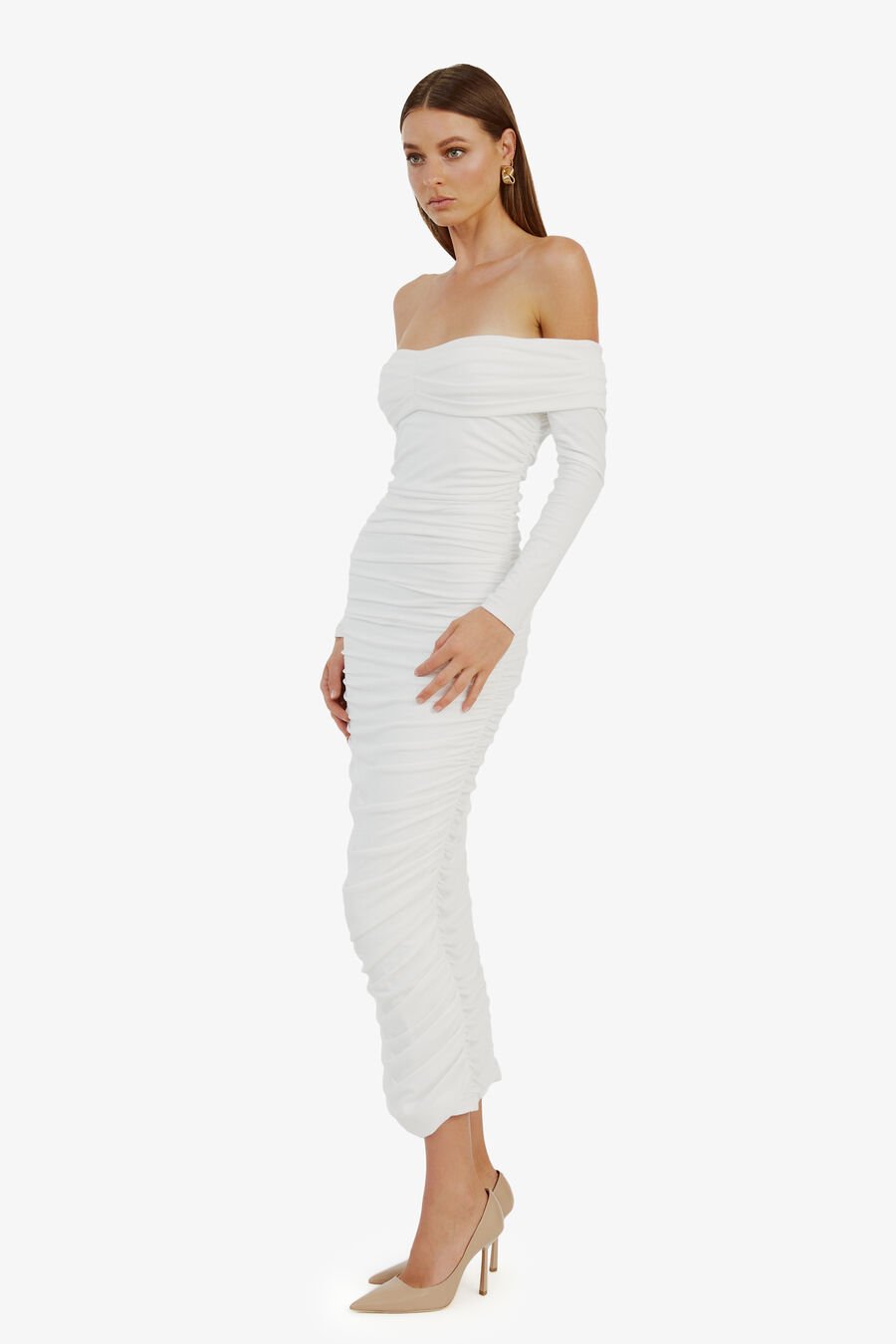 ARKIE KNIT MAXI DRESS in colour IVORY
