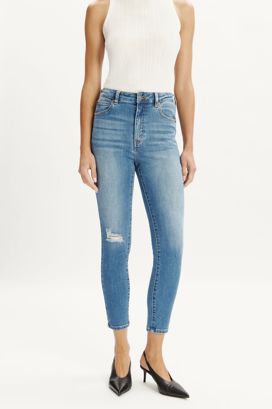 KHLOE HI CROP JEANS II in colour DARKDENIM