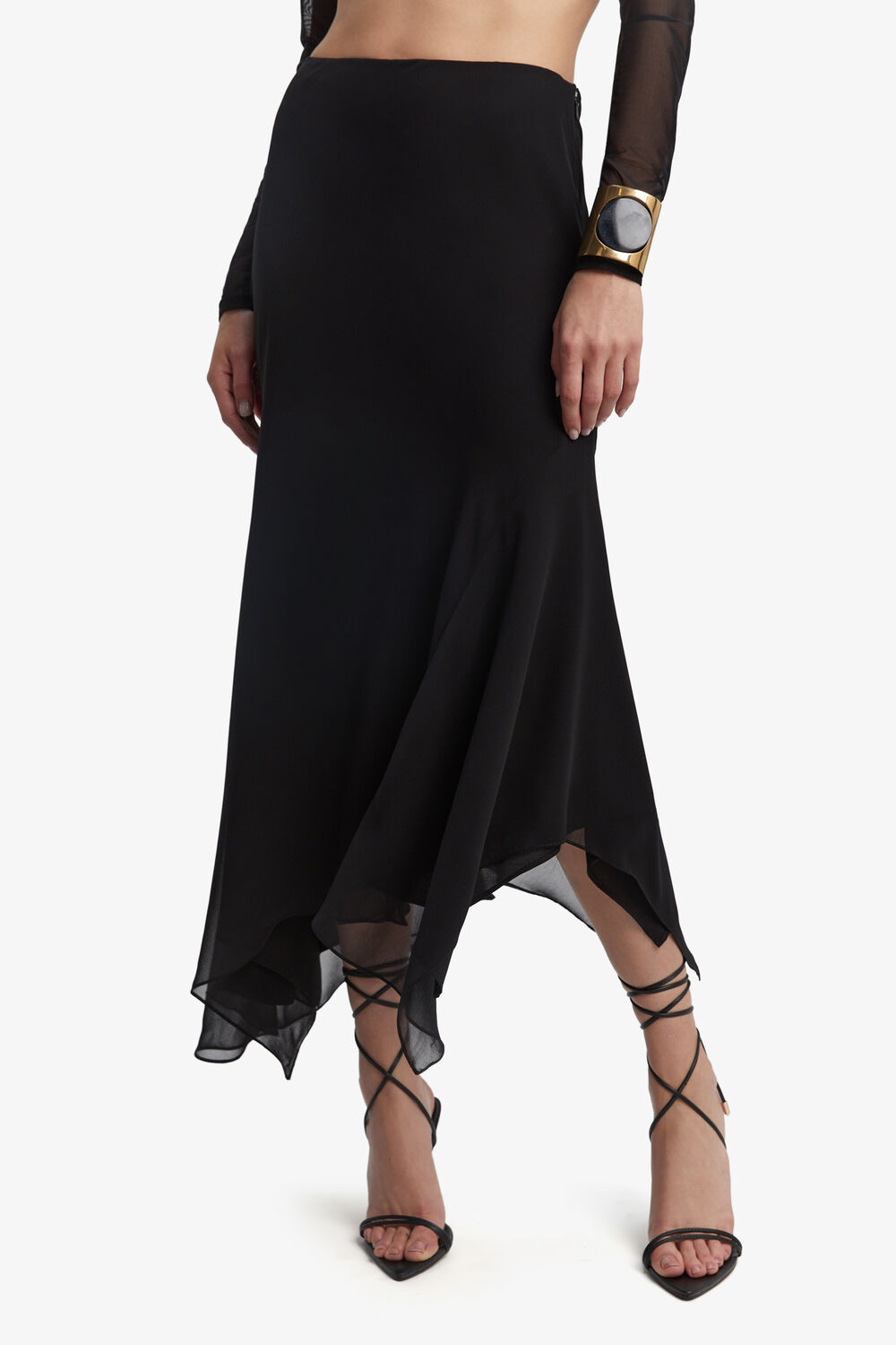 SUKI GEORGETTE SKIRT in colour CAVIAR