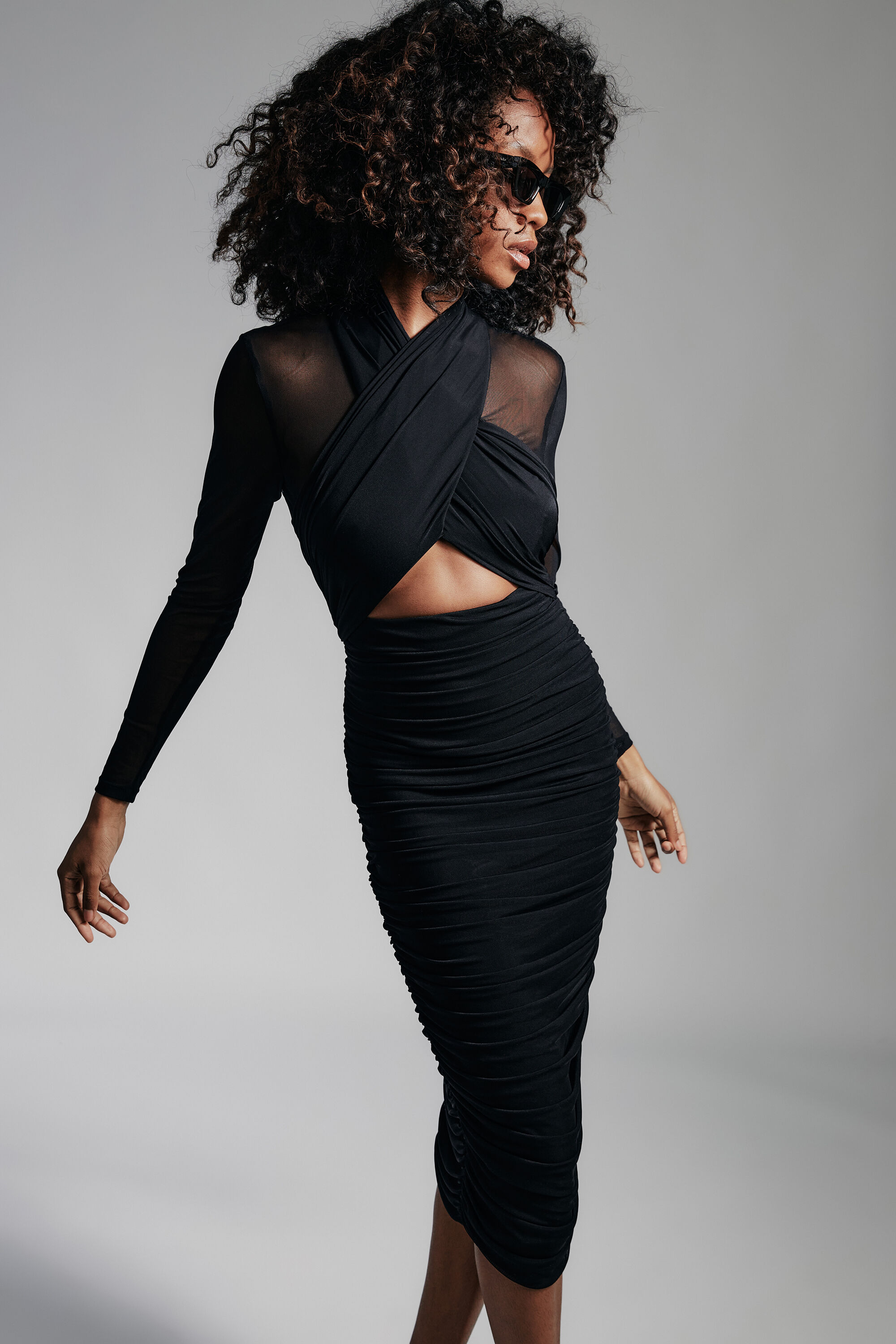 Black bardot long dress online