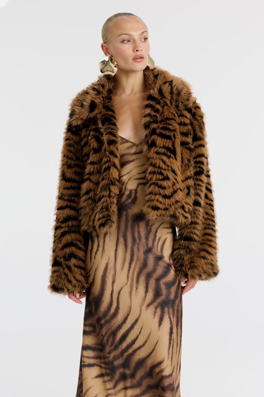 COLETTE FAUX FUR JACKET in colour Animal Print