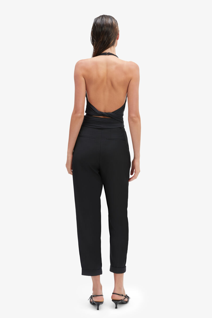 FRANCINE COWL NECK TOP in colour BLACK