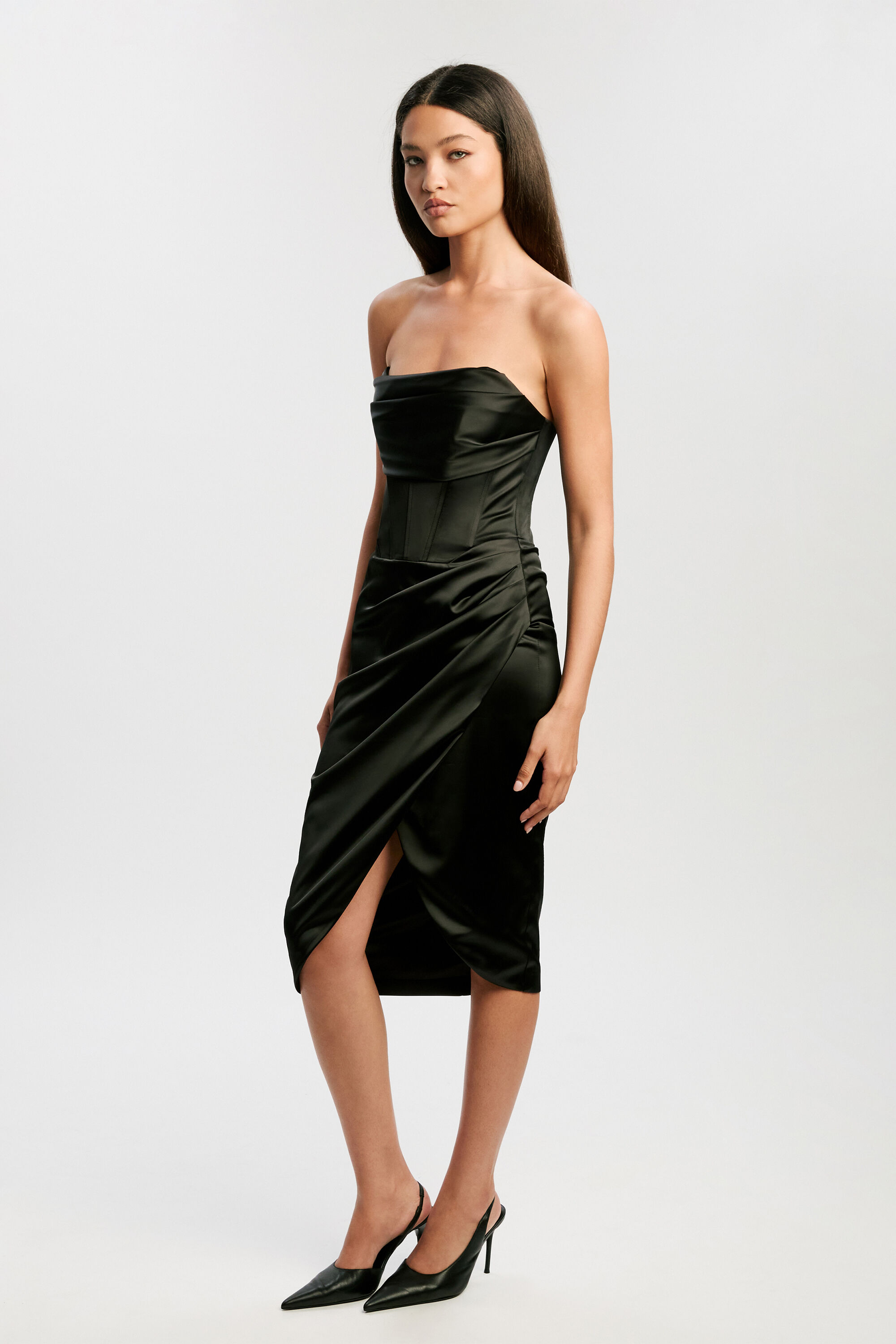 Jamila Corset Dress In Black | Bardot