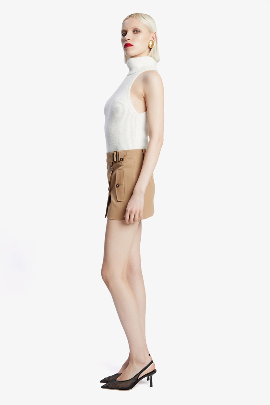 JADEY MID RISE MINI SKIRT in colour CAMEL