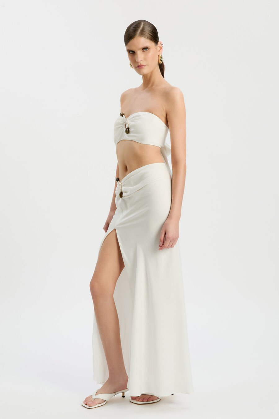 DYLAN SATIN BANDEAU TOP in colour Orchid White
