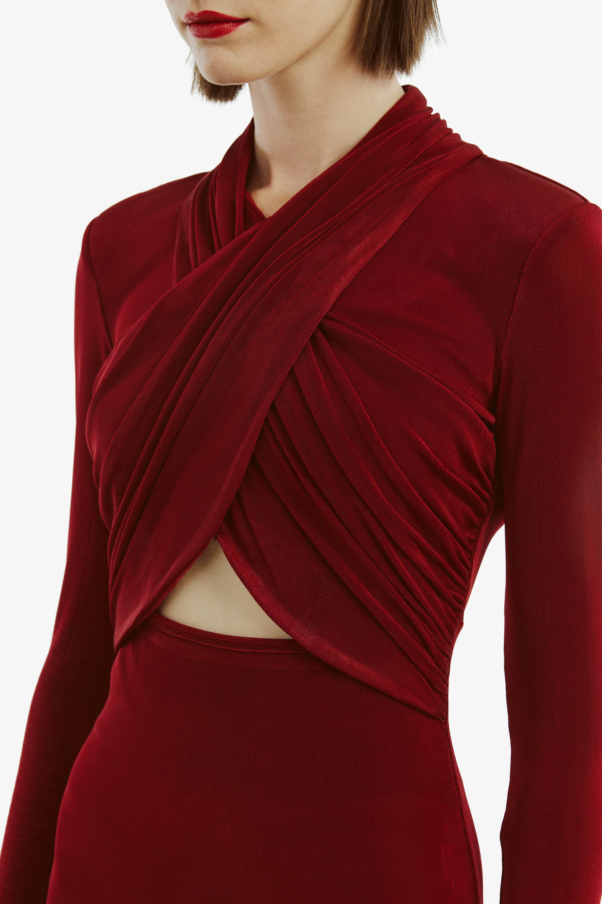 Reno Slinky Knit Dress In Burgundy Bardot