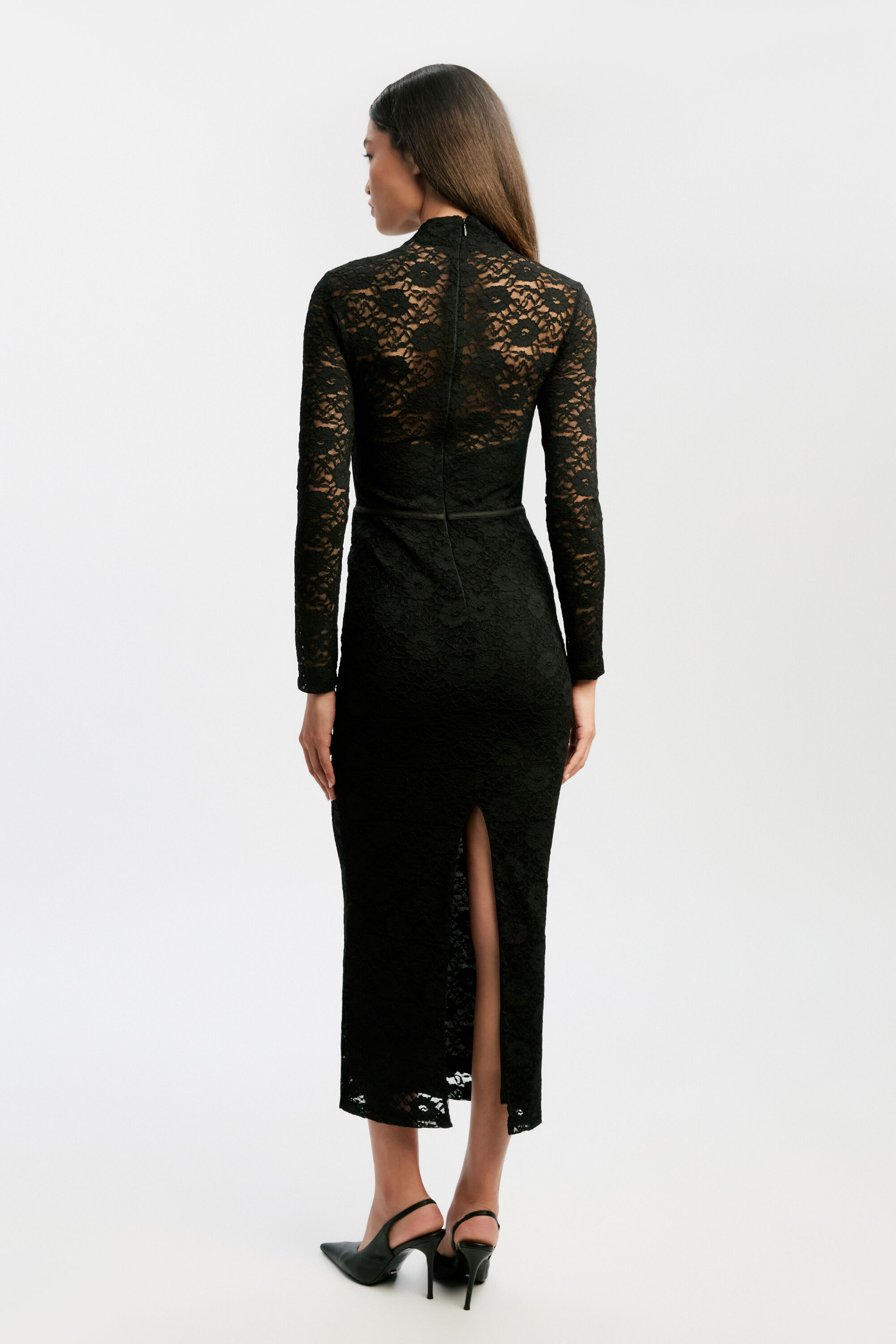 Carmen Lace Corset Midi Dress In Black | Bardot