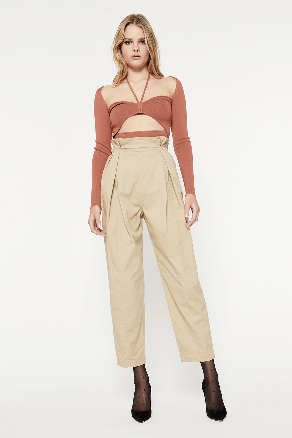 MAXWELL KNIT TOP in colour MOCHA BISQUE