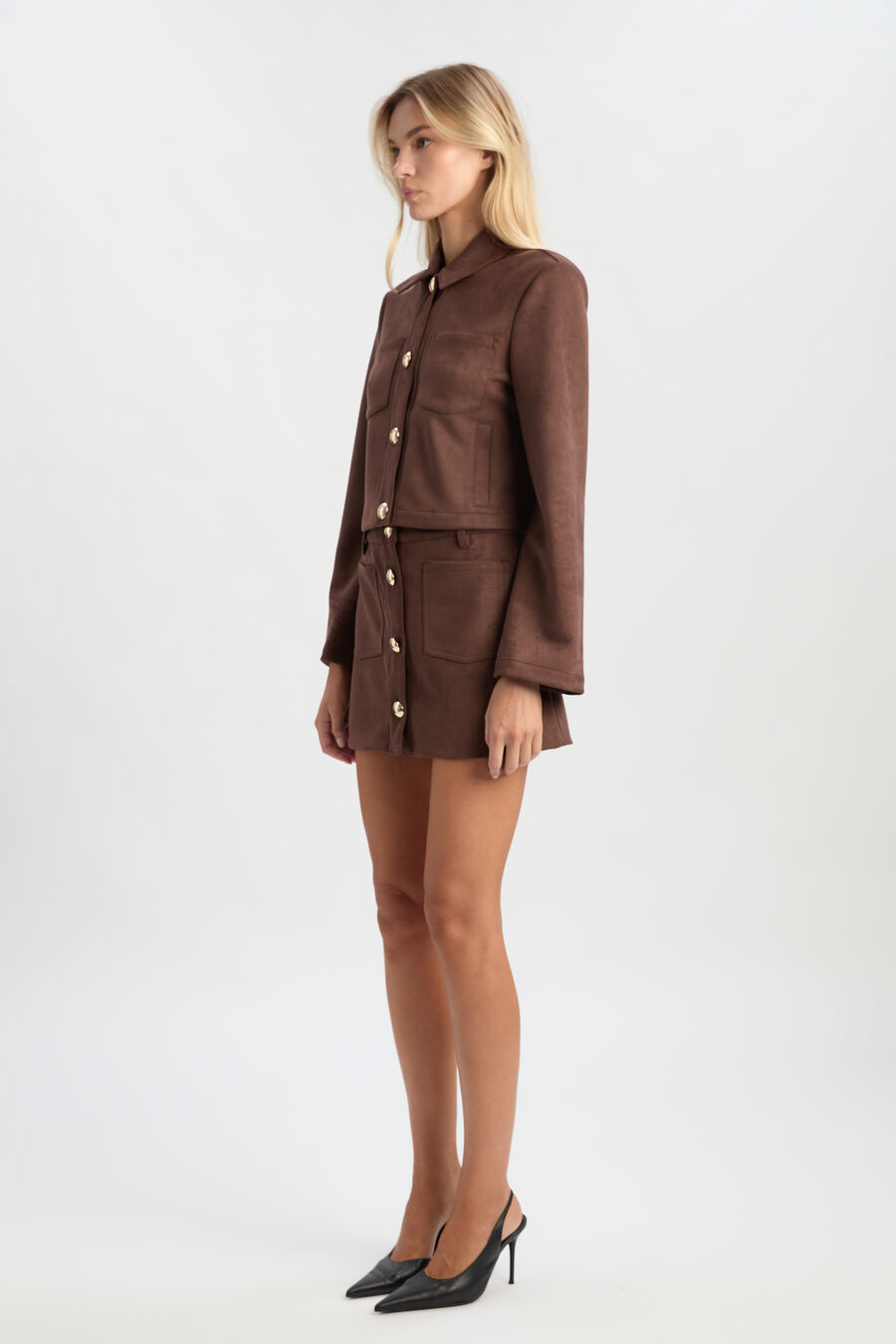 LORENZO VEGAN SUEDE SKIRT in colour Chocolate
