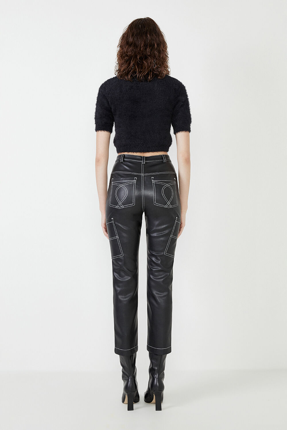 GIGI VEGAN LEATHER PANT in colour CAVIAR