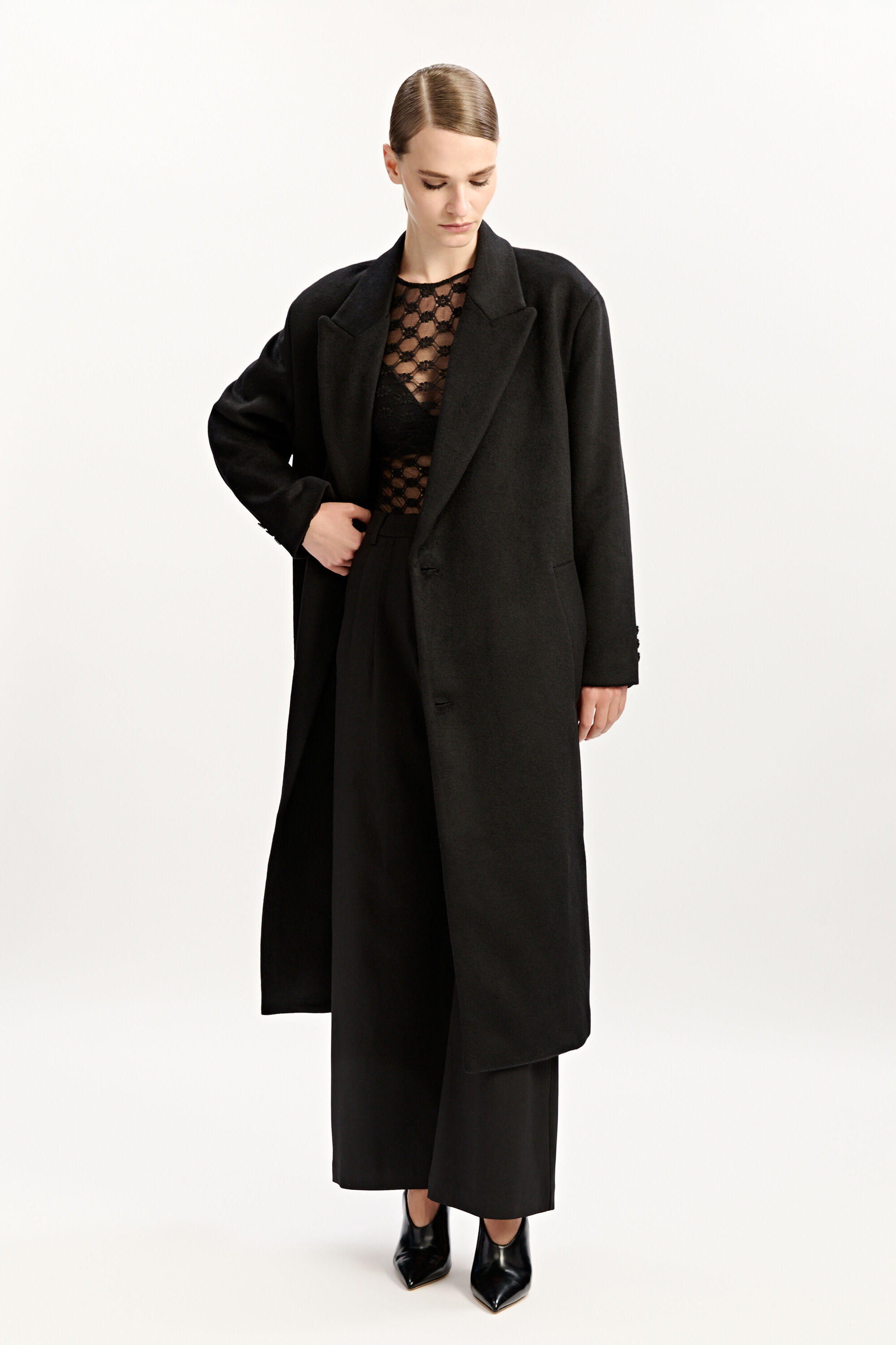 Long black oversized coat clearance