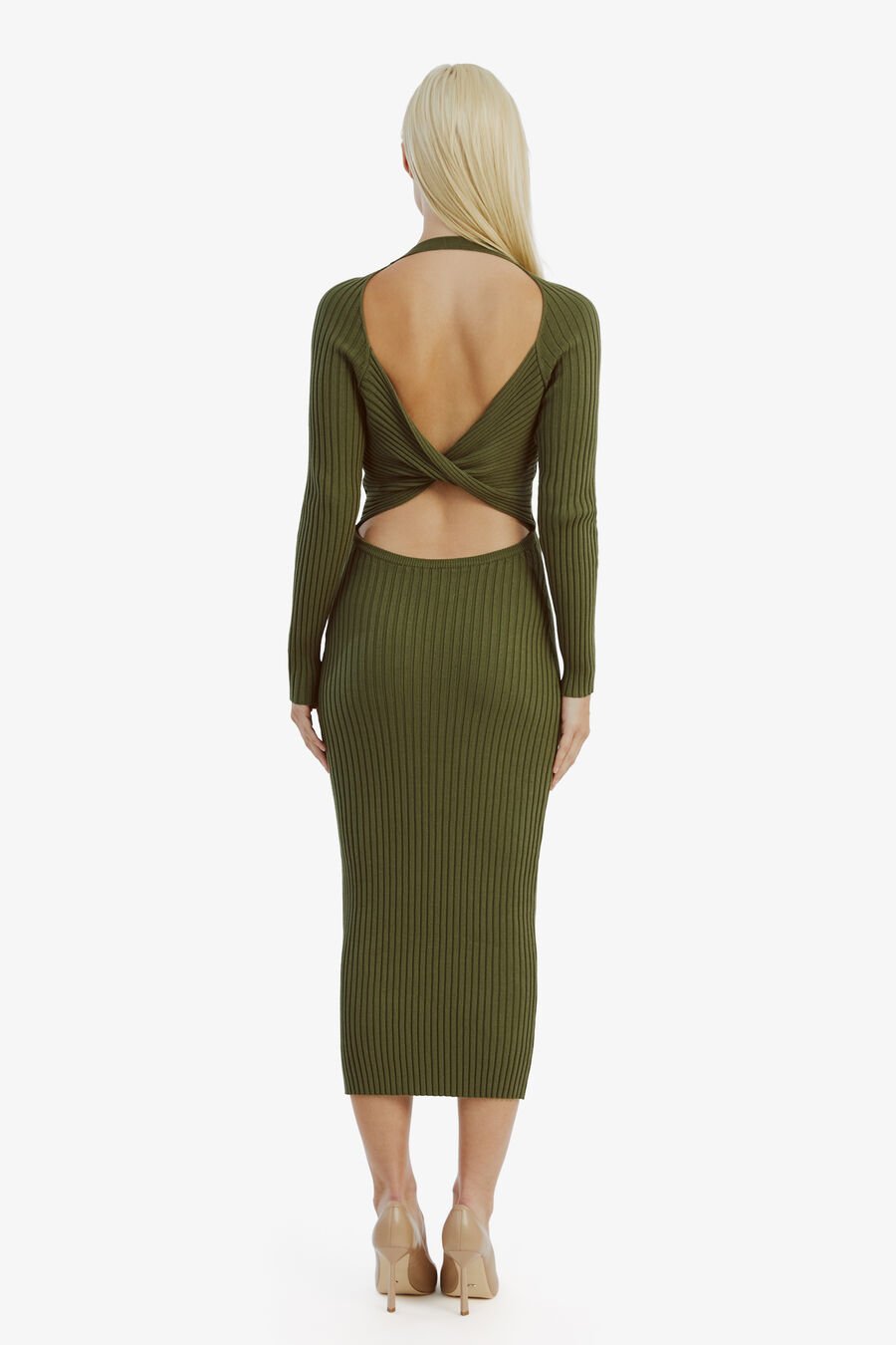 VIGO MIDI KNIT DRESS in colour KHAKI