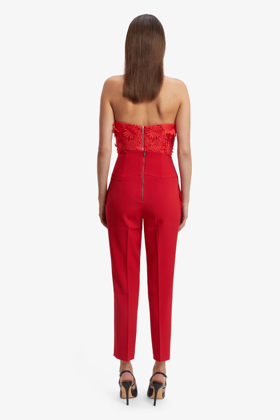 BRIAS LACE BUSTIER in colour FIRE RED