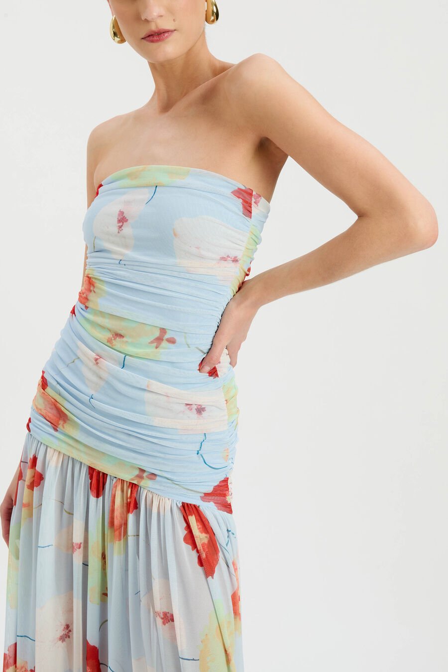 Solana Printed Mesh Maxi Dress