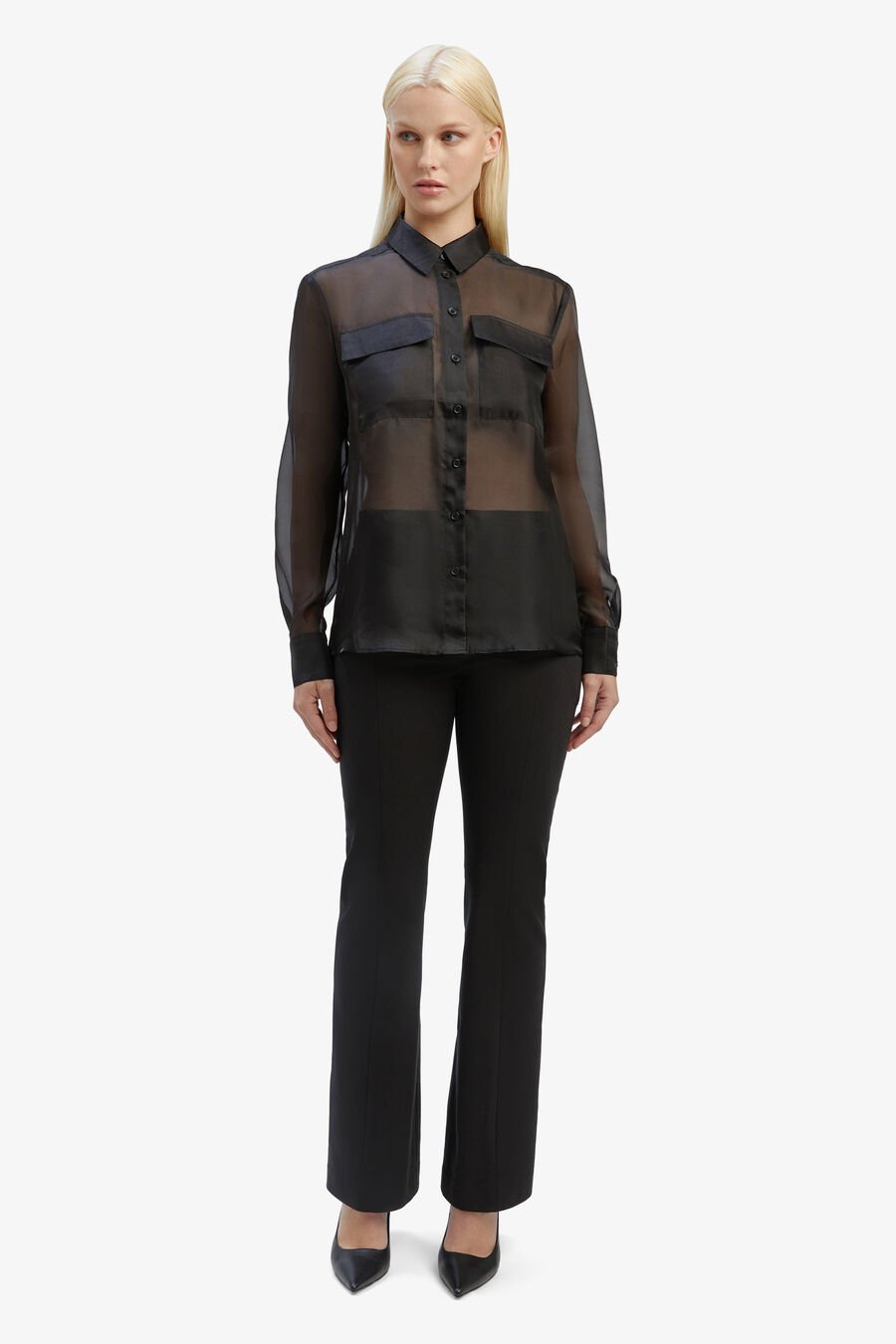 REBECCA ORGANZA SHIRT in colour BLACK