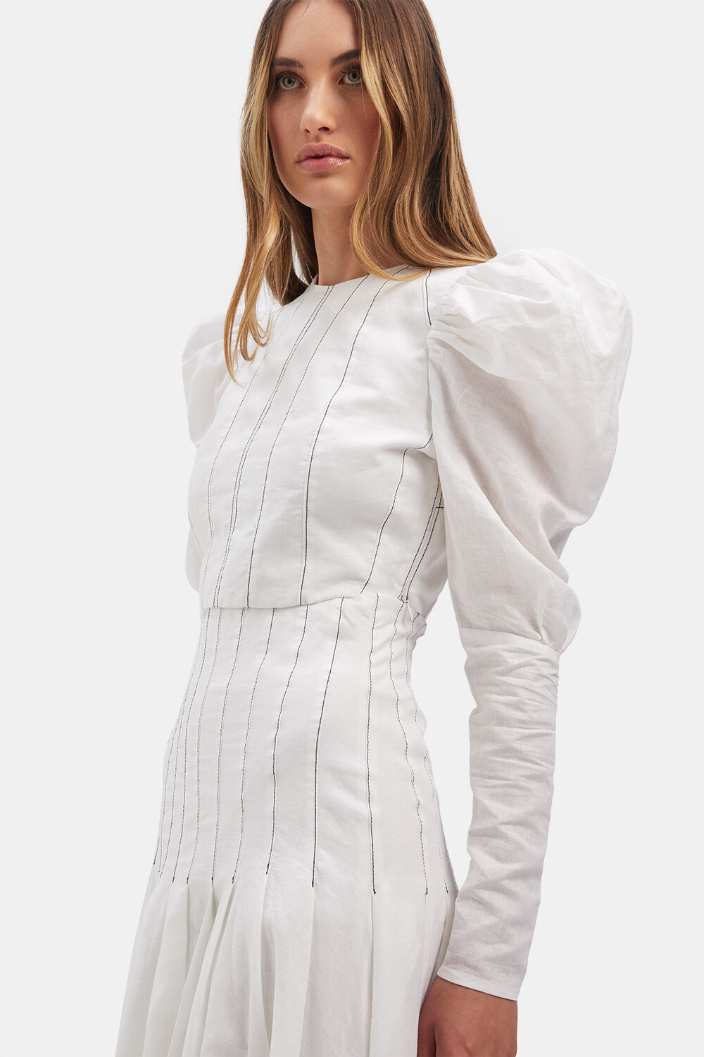 ZETA PUFF SLEEVE TOP in colour BRIGHT WHITE