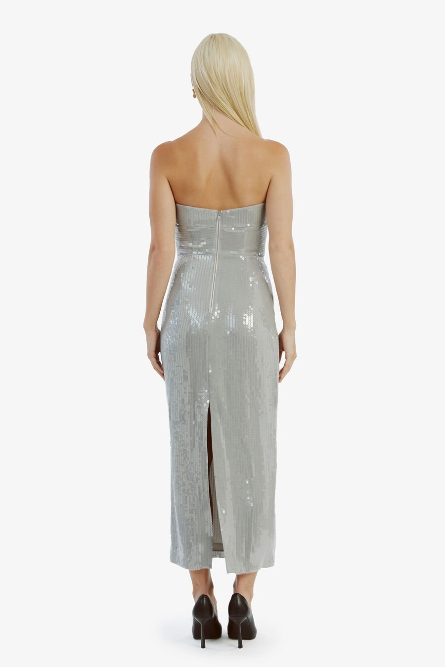 CERISE SEQUIN MIDI DRESS in colour DOVEGREY