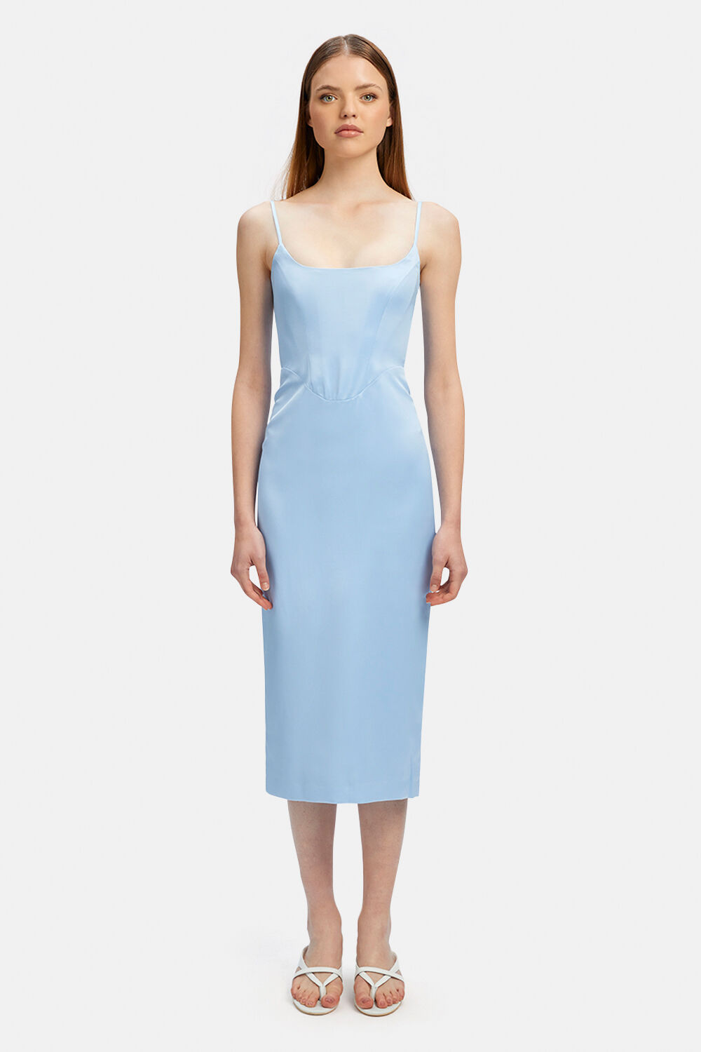 MARLO MIDI DRESS in colour CERULEAN
