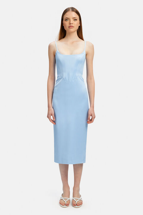 MARLO MIDI DRESS in colour CERULEAN