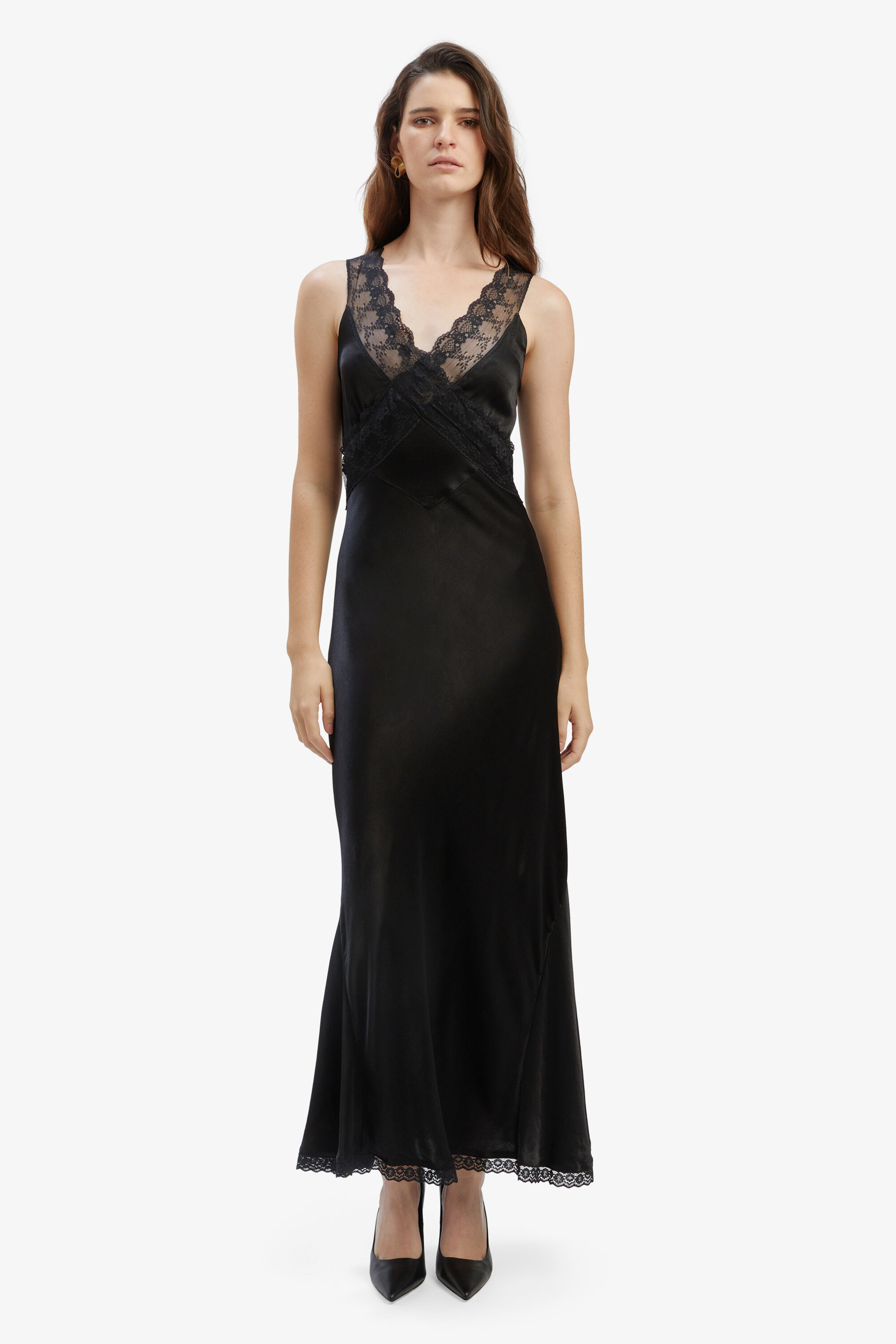 bardot black slip dress Hayden Lace Slip Dress In Black