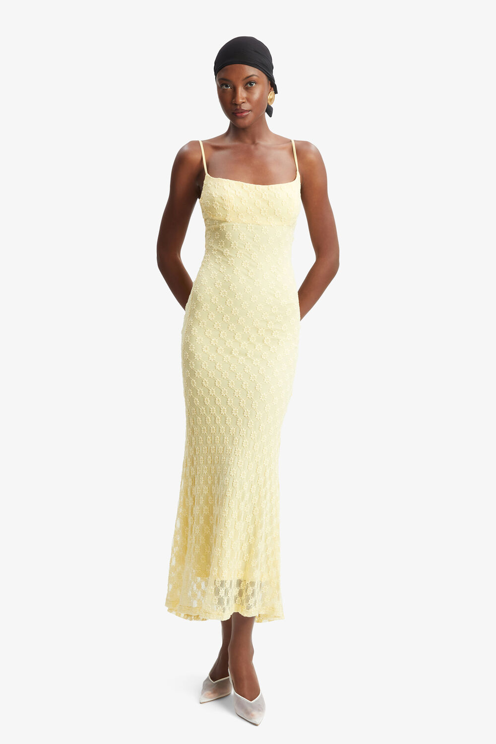 ADONI MESH MIDI DRESS in colour LIMELIGHT