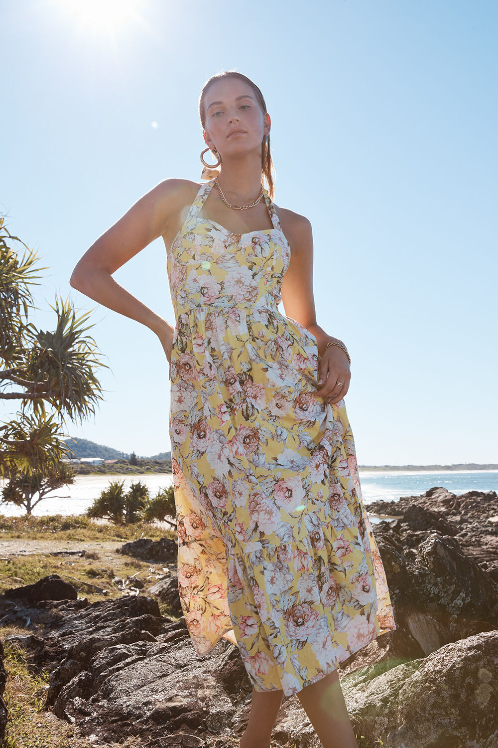 Tropic bardot midi dress hot sale