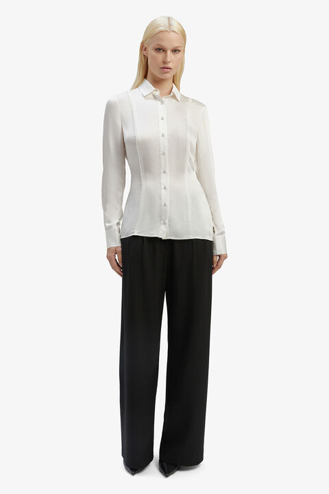 FITTED SATIN SHIRT in colour RAINY DAY