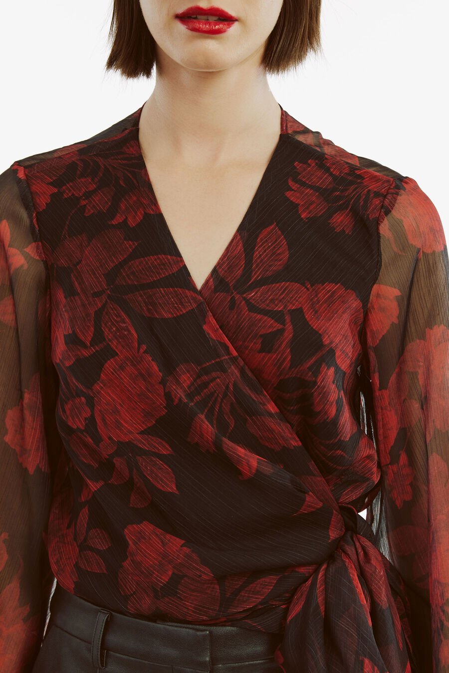DIANA WRAP TOP in colour RED FLORAL